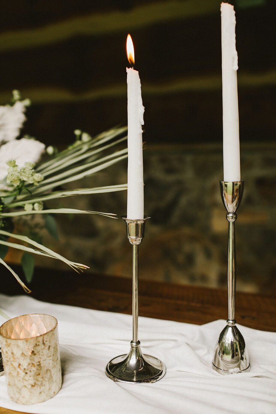 Antique Silver Candlestick - 3.25"x 8.25"