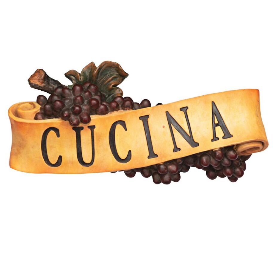 Abbondanza Italian Sign Grape Wall Sculpture: Cucina