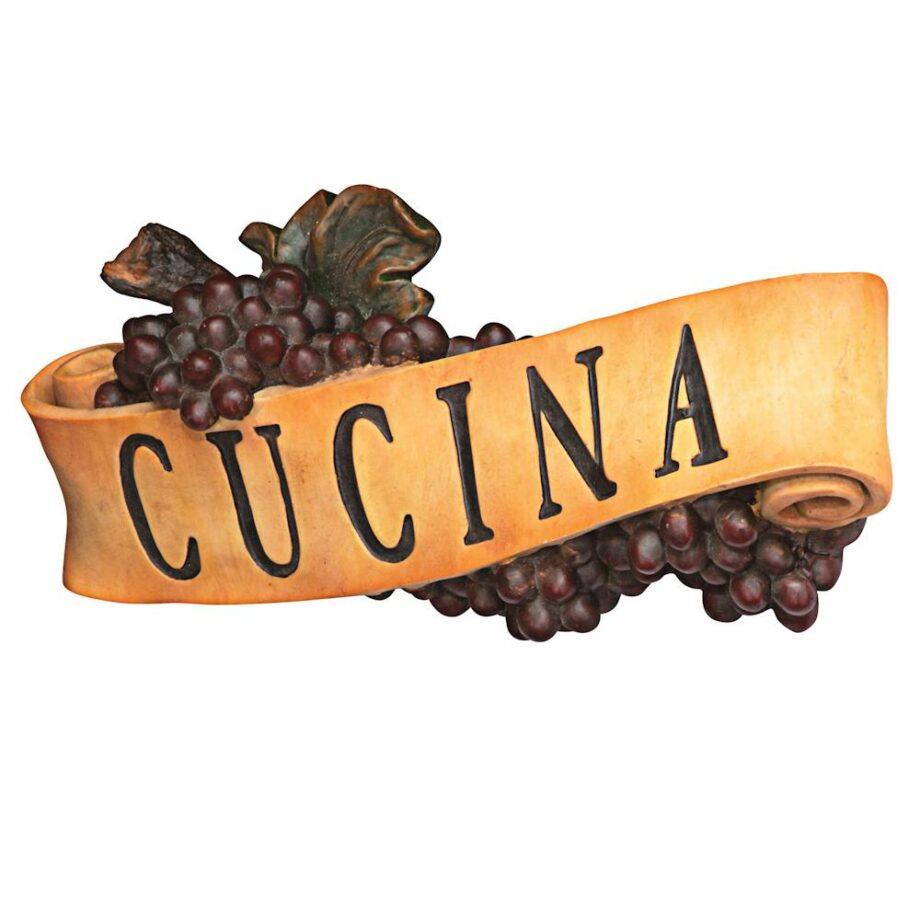 Abbondanza Italian Sign Grape Wall Sculpture: Cucina