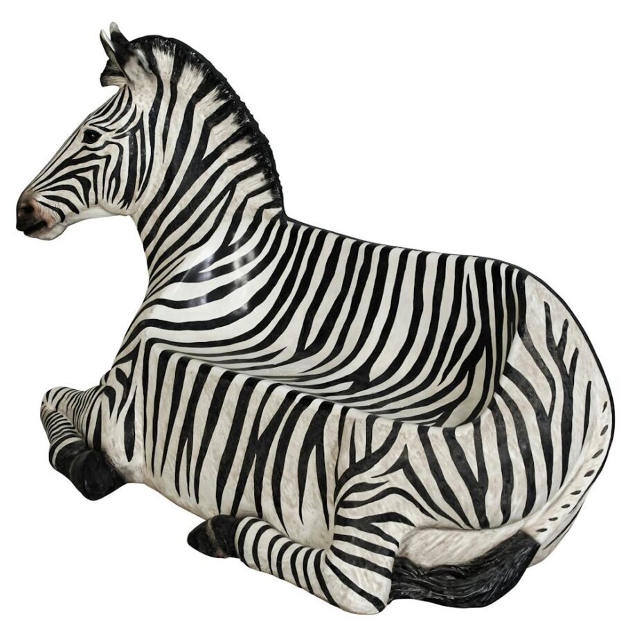 African Striped Zebra Photo-Op Sculptural Bench