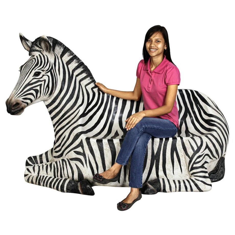 African Striped Zebra Photo-Op Sculptural Bench