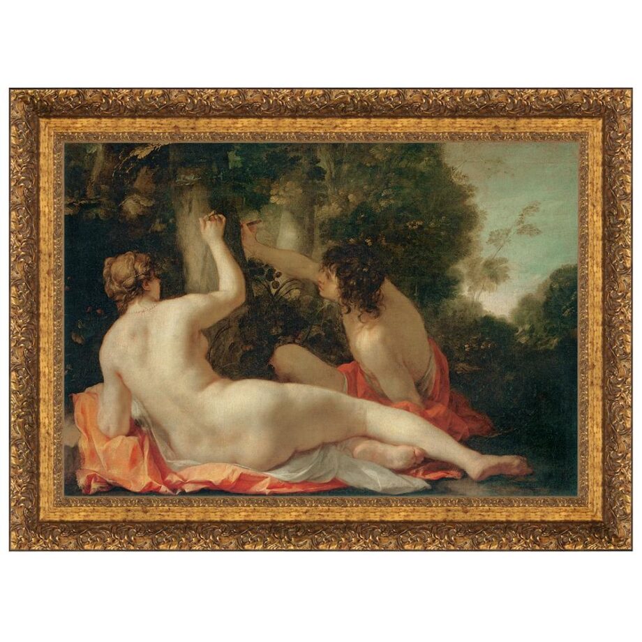 Angelica and Medoro Framed Canvas Replica Painting: Small DA2041