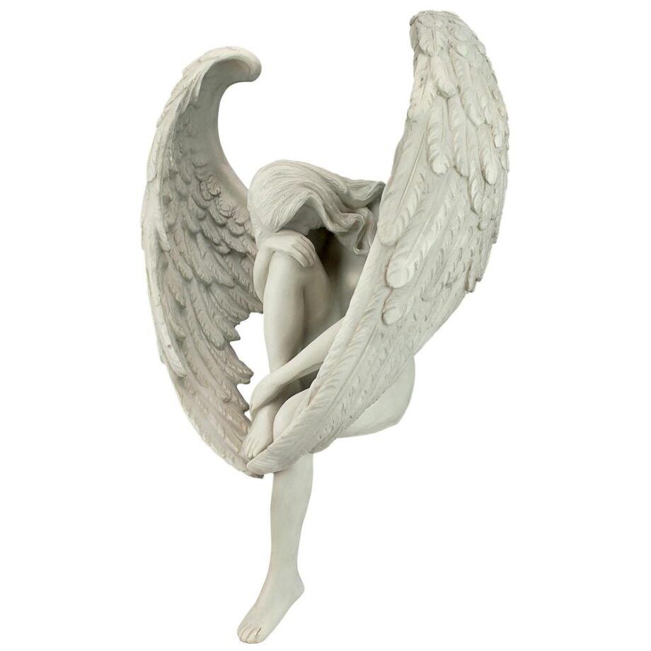 The Anguished Angel Long-Winged Sitting Statue