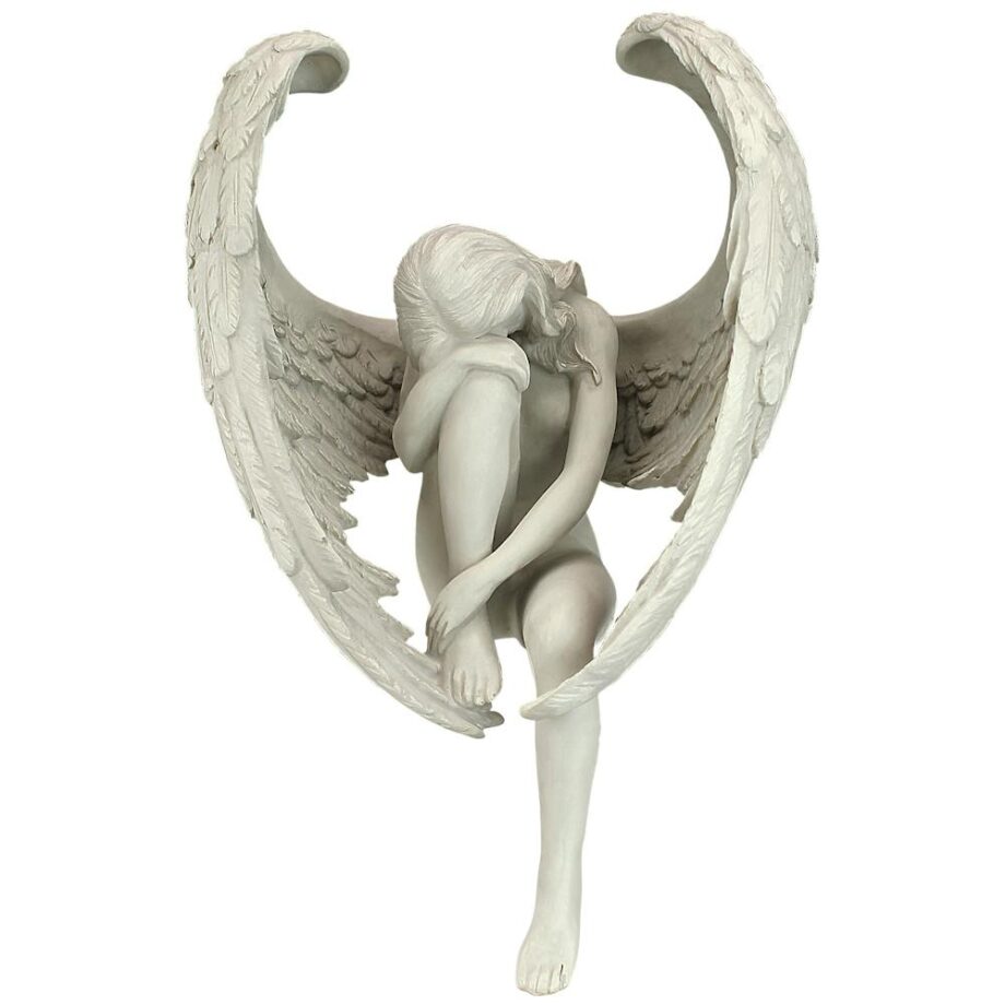 The Anguished Angel Long-Winged Sitting Statue