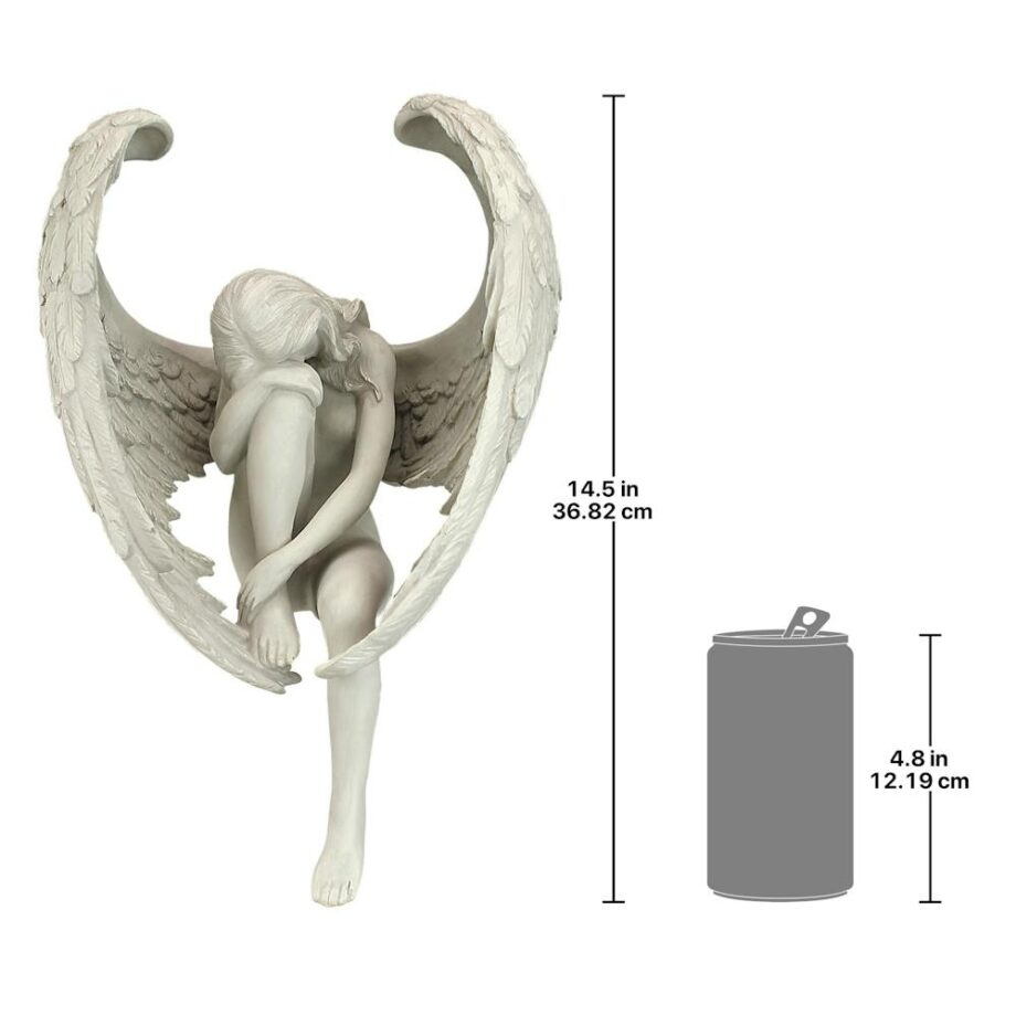 The Anguished Angel Long-Winged Sitting Statue