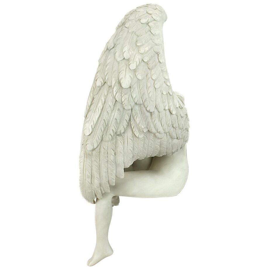 The Anguished Angel Long-Winged Sitting Statue