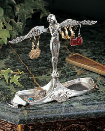 Art Nouveau Angel-in-Waiting Italian Pewter Jewelry Holder PA8961