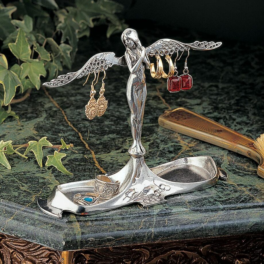 Art Nouveau Angel-in-Waiting Italian Pewter Jewelry Holder PA8961