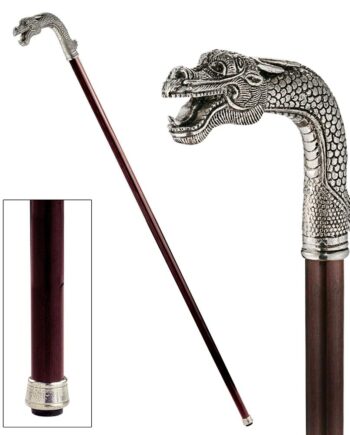 The Padrone Collection: Asian Dragon Pewter Walking Stick PA9101