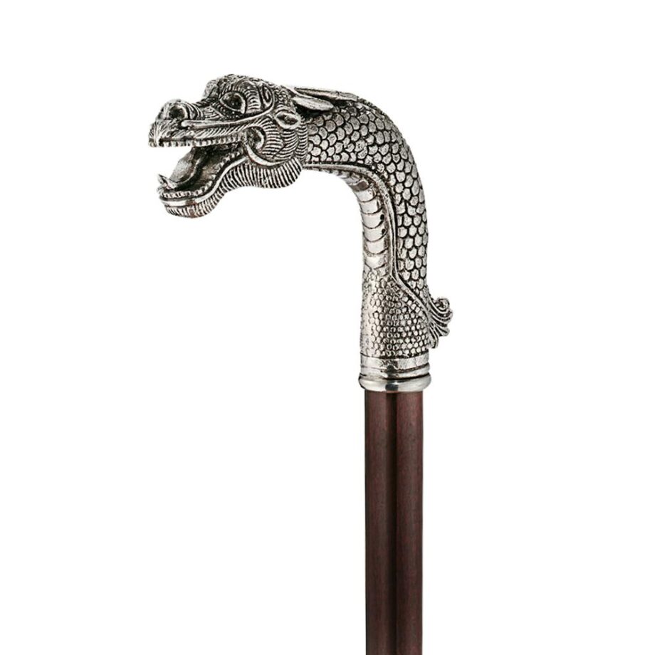 The Padrone Collection: Asian Dragon Pewter Walking Stick