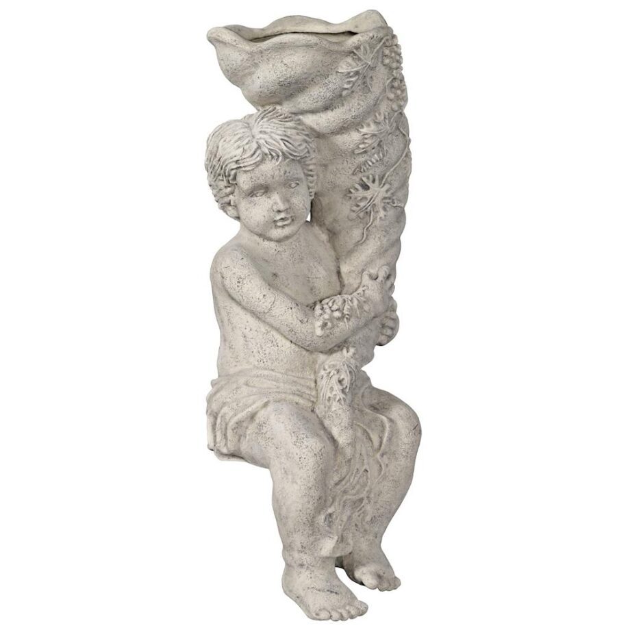 Baby Zeus with the Horn of Plenty Cornucopia Planter Garden Statue