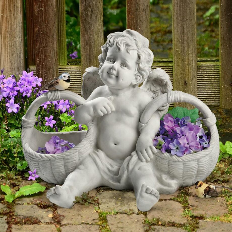 Basket of Treats Cherub Statue SH38010413