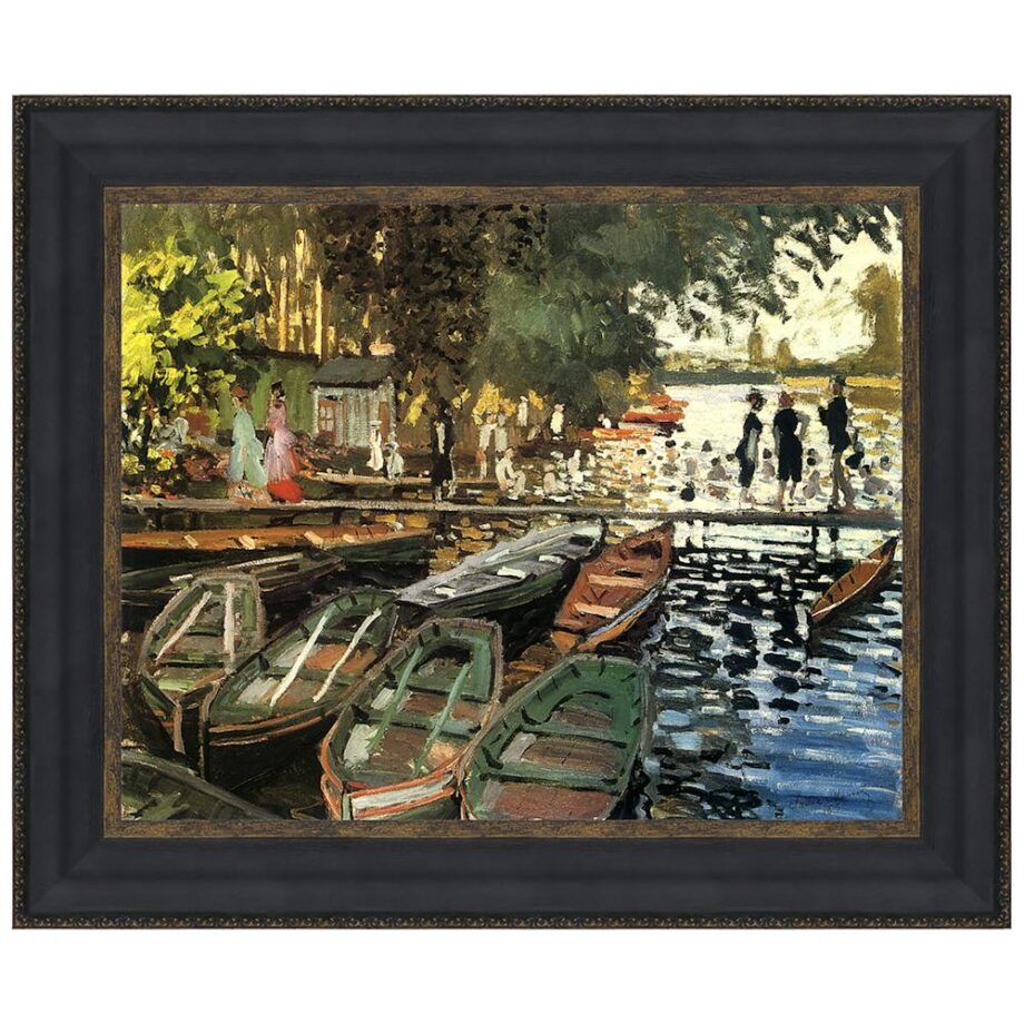 Bathers at Grenouillere Framed Canvas Replica Painting: Small DA3831