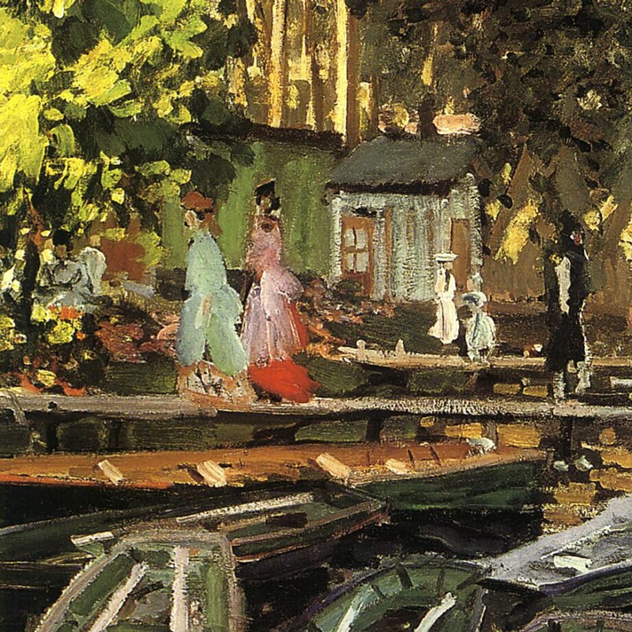 Bathers at Grenouillere Framed Canvas Replica Painting: Small