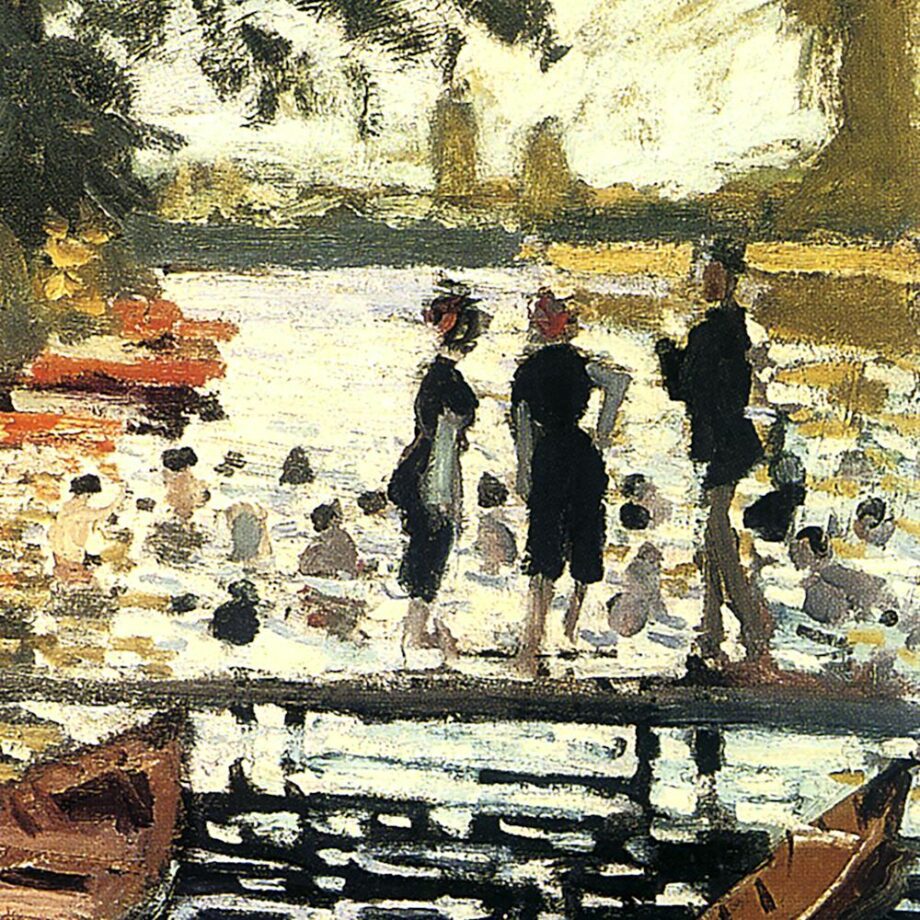 Bathers at Grenouillere Framed Canvas Replica Painting: Small
