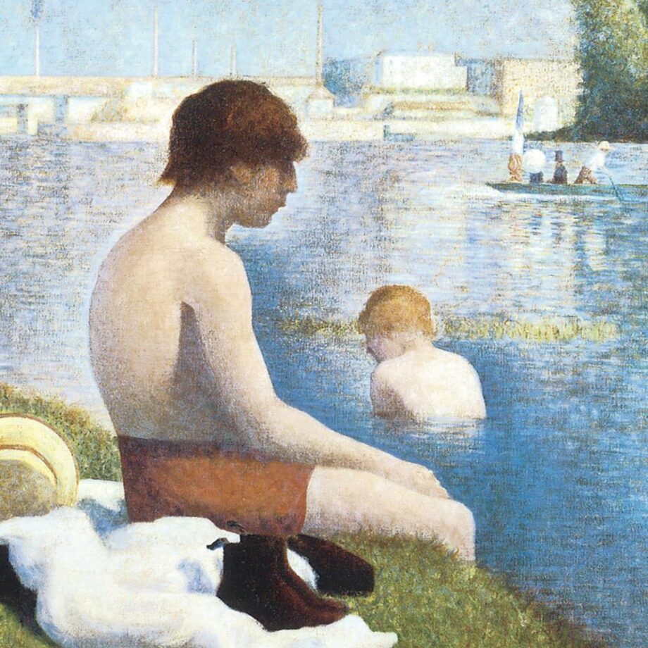 Bathing at Asnieres Framed Canvas Replica Painting: Small