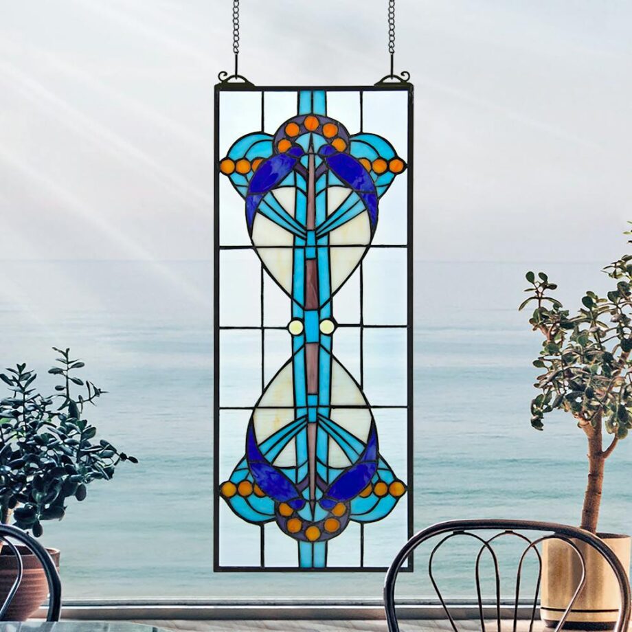 Bauhaus Modern Tiffany-Style Stained Glass Window