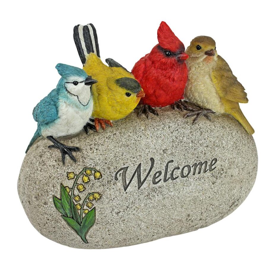 Birdy Welcome Garden Stone Statue: Medium