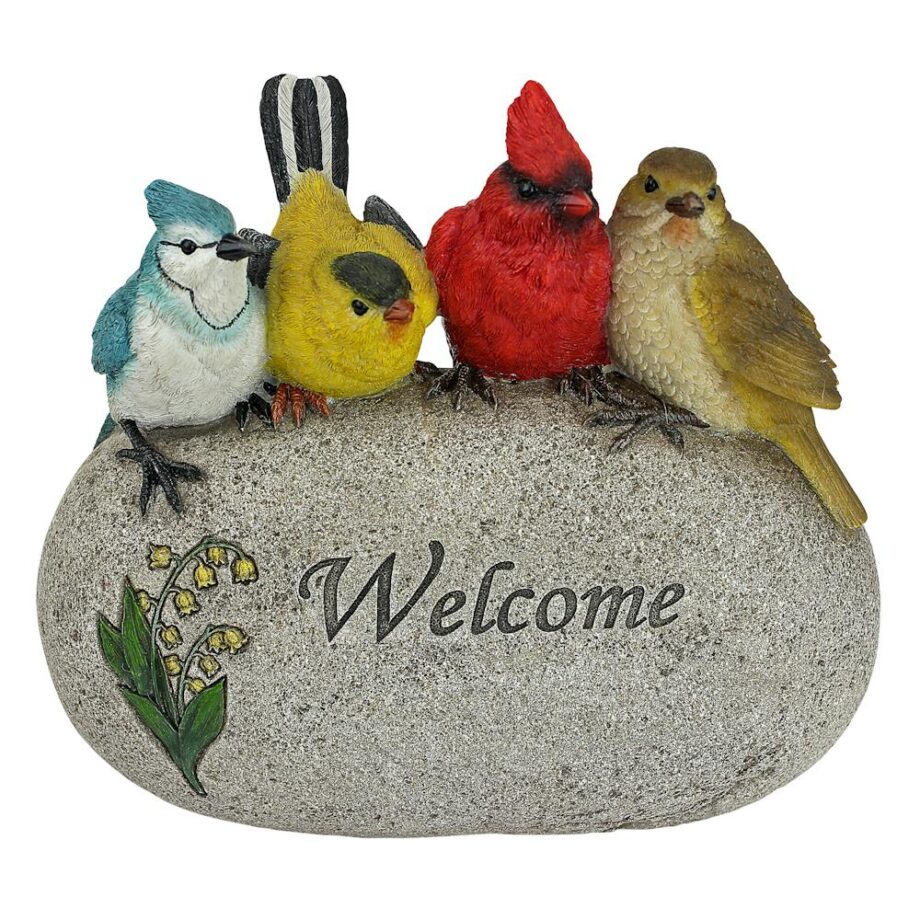 Birdy Welcome Garden Stone Statue: Medium