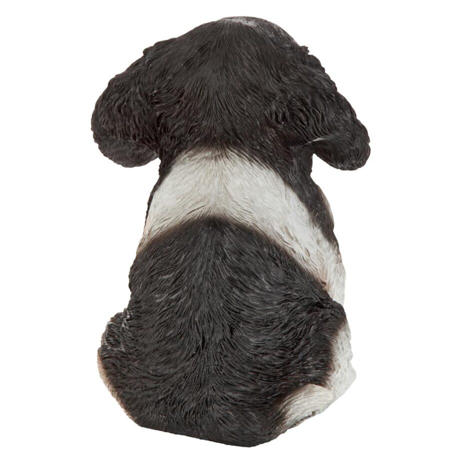 Black & White Cavalier King Charles Puppy Partner Collectible Dog Statue