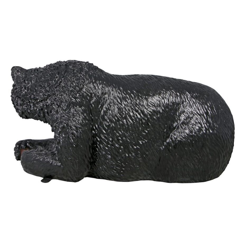 Brawny Black Bear Bench Sculpture