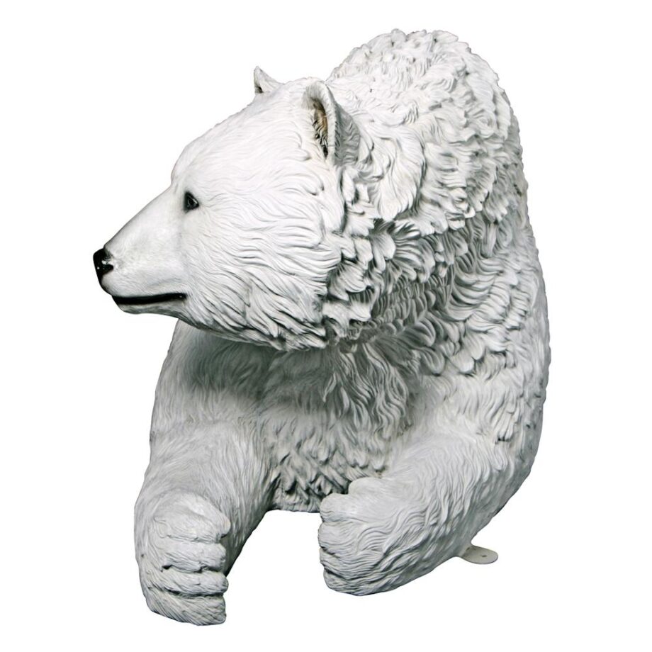 Brawny Polar Bear Bench Sculpture