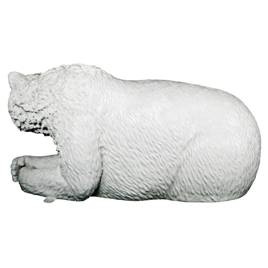 Brawny Polar Bear Bench Sculpture