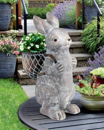 Bunny with Basket Bearing Gifts Easter Rabbit Statue HT21051041