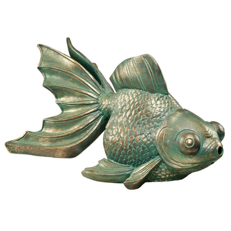 Butterfly Asian Koi Fish Spitter Piped Statue