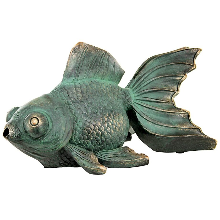 Butterfly Asian Koi Fish Spitter Piped Statue