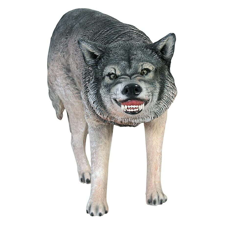 Call of the Wild: Growling Gray Wolf Statue