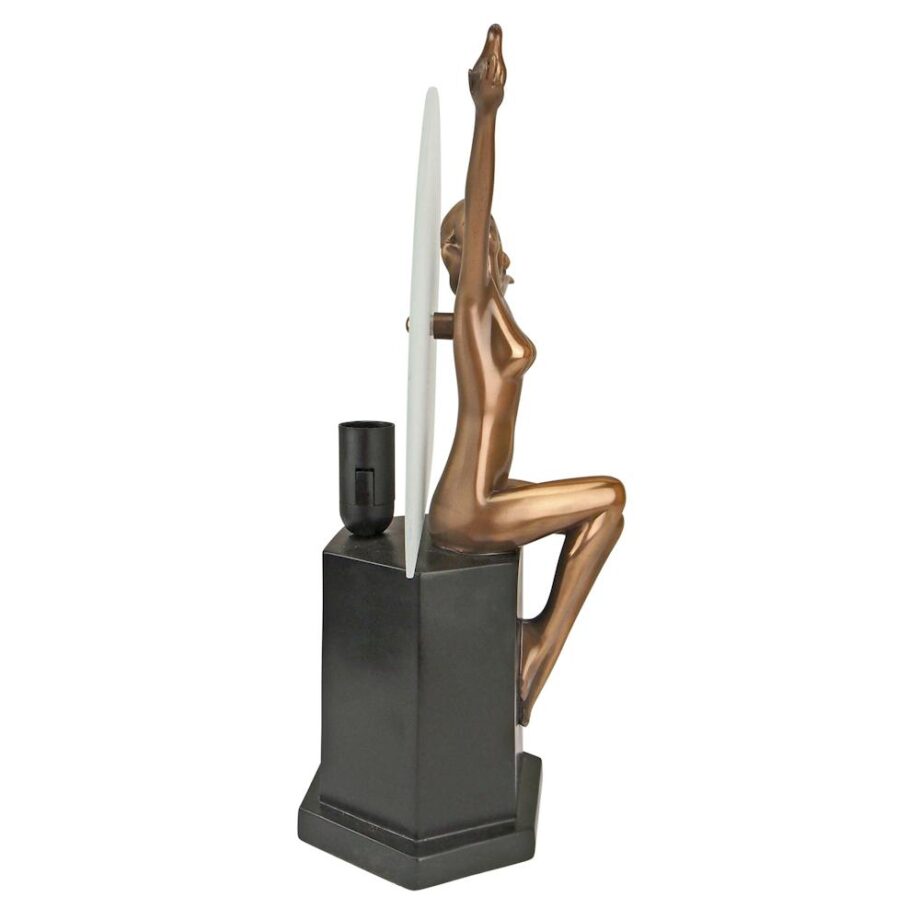 The Carrier Pigeon Art Deco Nude Woman Illuminated Statue