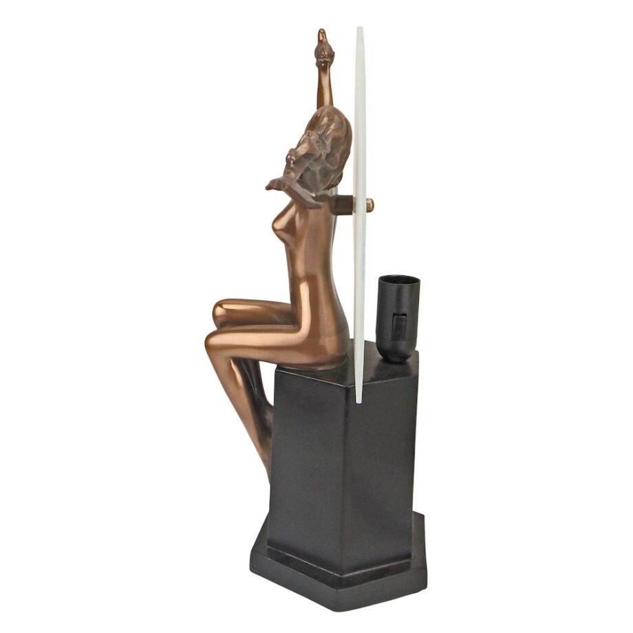 The Carrier Pigeon Art Deco Nude Woman Illuminated Statue