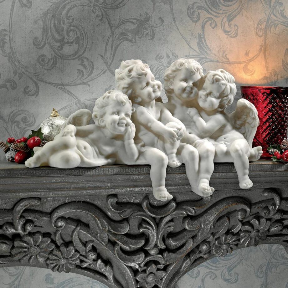 Cherub Conclave Shelf Sitting Angel Statue SH380151