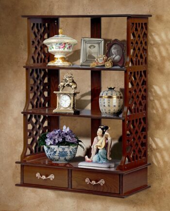 Chinese Chippendale-Style Triple Shelf Hardwood Wall Curio BN2332