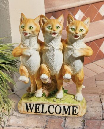 Chorus Line of Cats Garden Welcome Sign Statue JQ6267