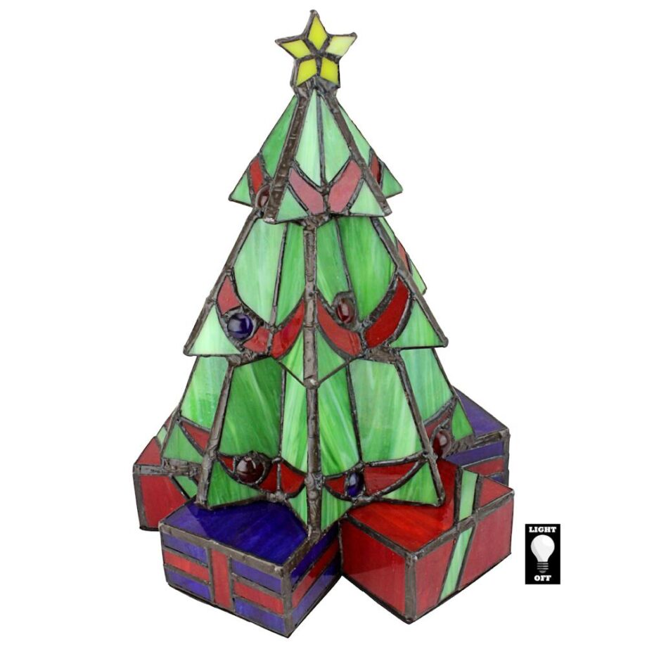 Illuminated Stained Glass Christmas Tree Lamp: Medium TF10041