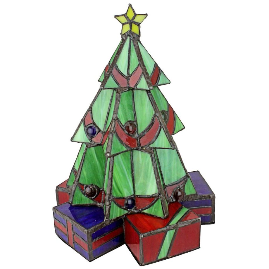 Illuminated Stained Glass Christmas Tree Lamp: Medium