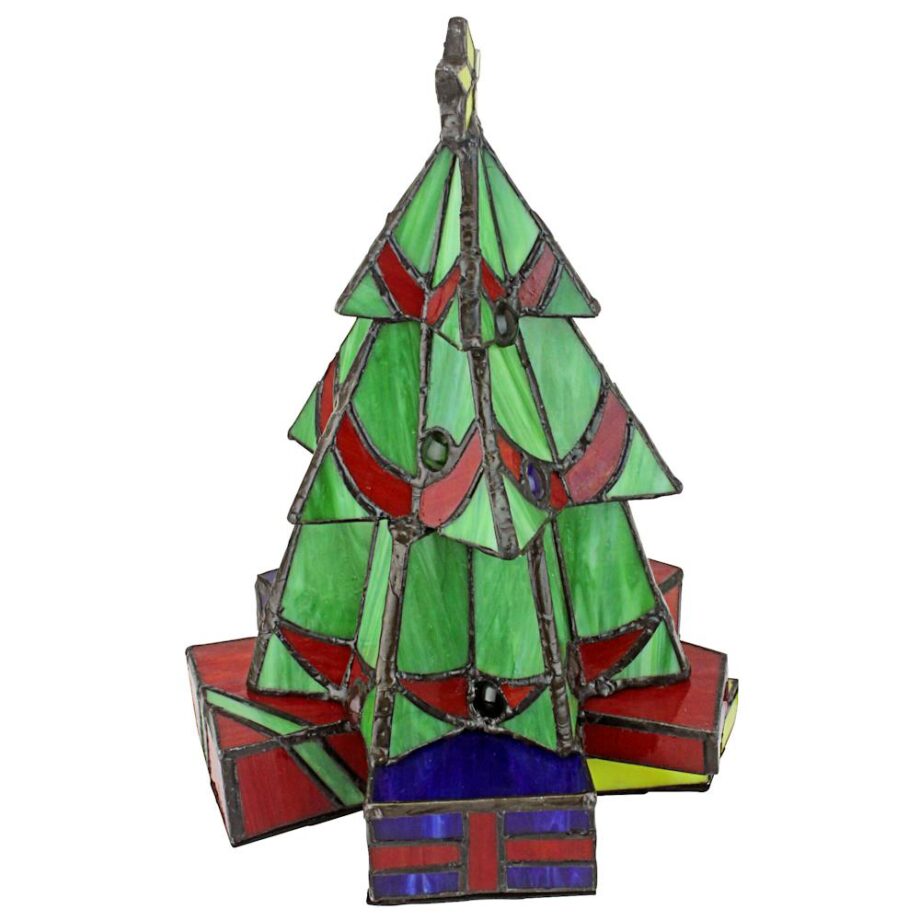 Illuminated Stained Glass Christmas Tree Lamp: Medium