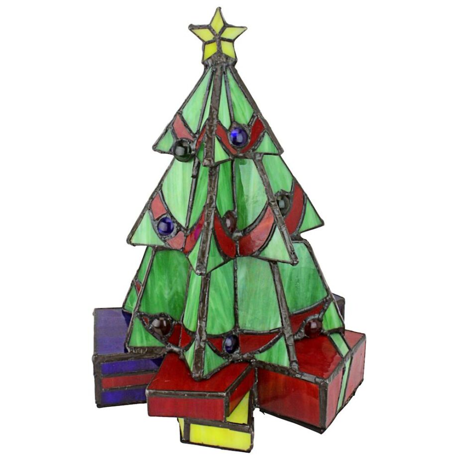 Illuminated Stained Glass Christmas Tree Lamp: Medium