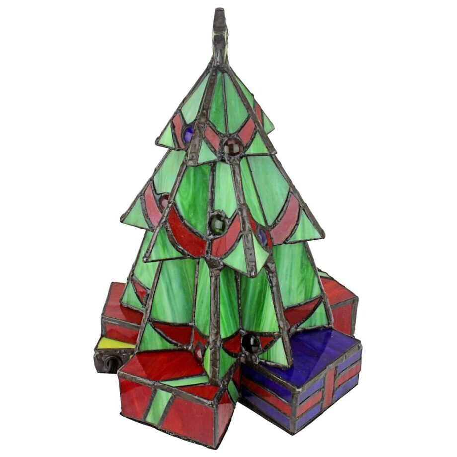 Illuminated Stained Glass Christmas Tree Lamp: Medium