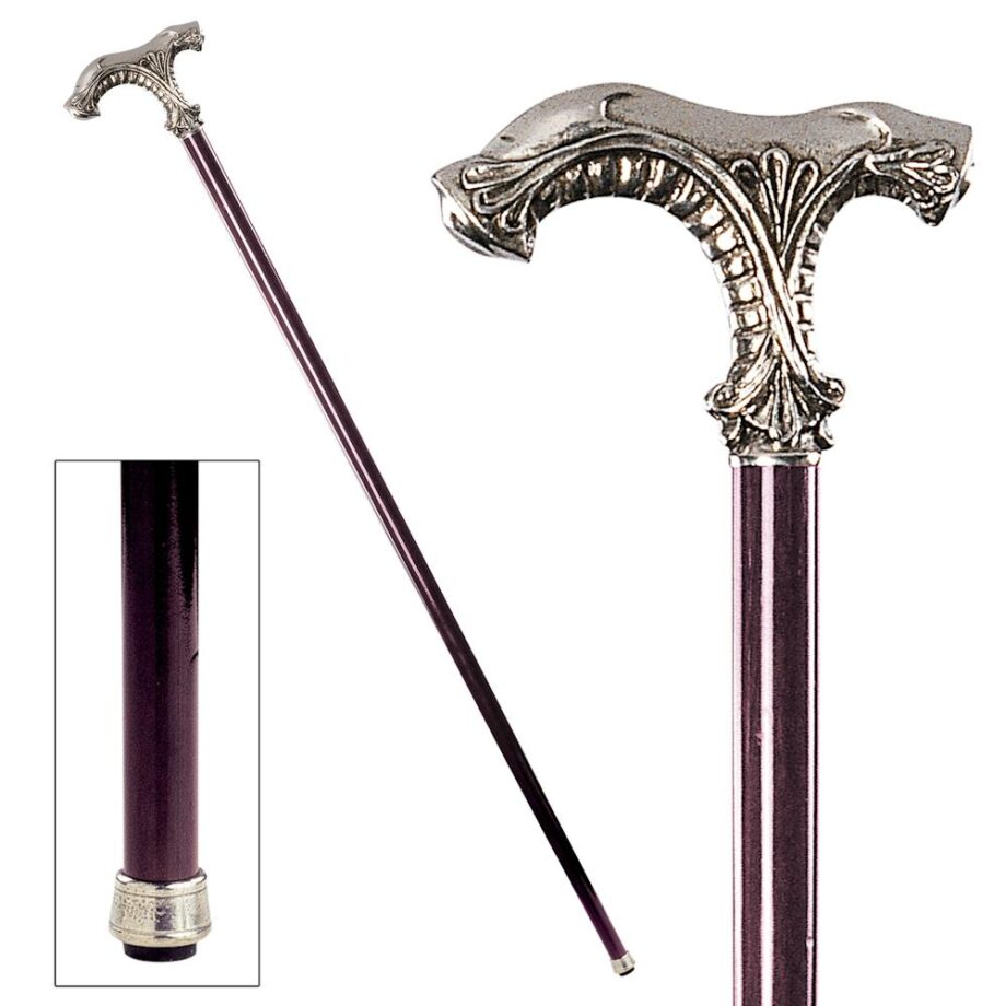 The Padrone Collection: Classic Ornate Pewter Walking Stick PA6000