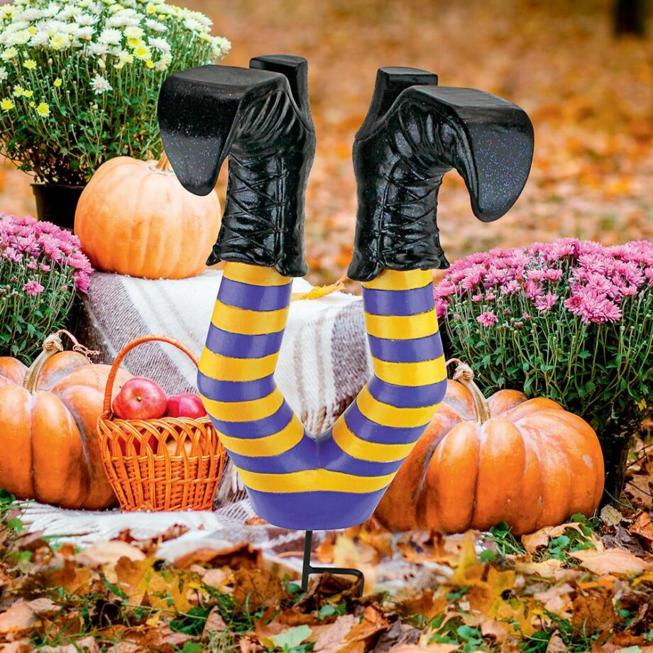Crash Landing Wicked Witch Legs Garden Stake Statue AL62383