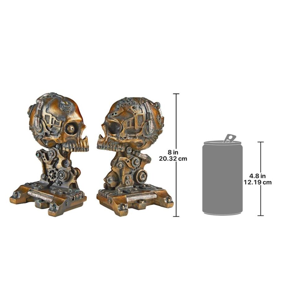 Cyborg Skeleton Bookend Statue