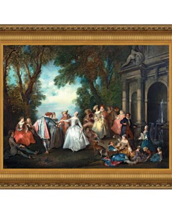 Dance Before a Fountain Framed Canvas Replica Painting: Small DA4691