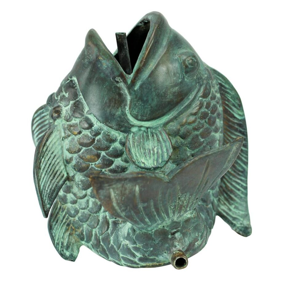 Dancing Asian Fish Bronze Spitting Garden Statue: Small SU1864