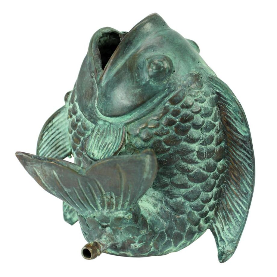 Dancing Asian Fish Bronze Spitting Garden Statue: Small