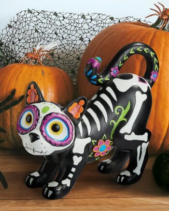 Dia de los Muertos El Gatto Sugar Skull Cat Statue QL180934