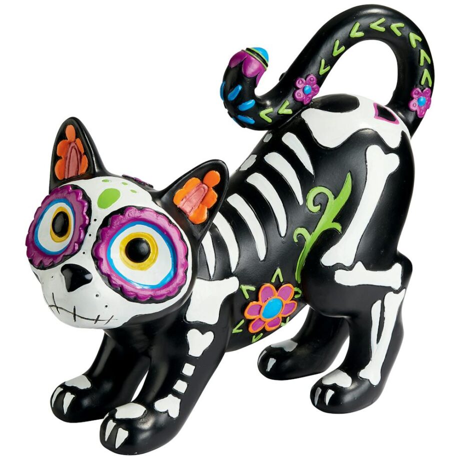 Dia de los Muertos El Gatto Sugar Skull Cat Statue