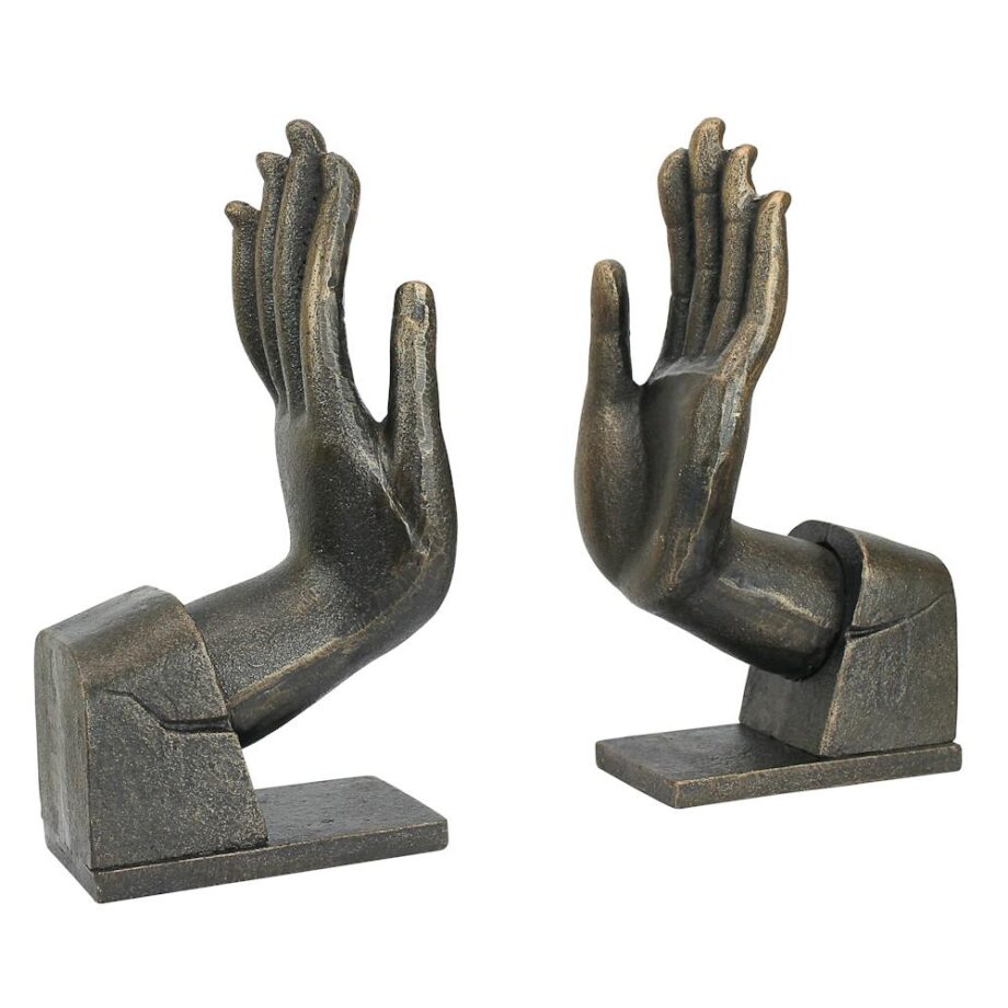 Divine Offering Cast Iron Sculptural Bookend Pair